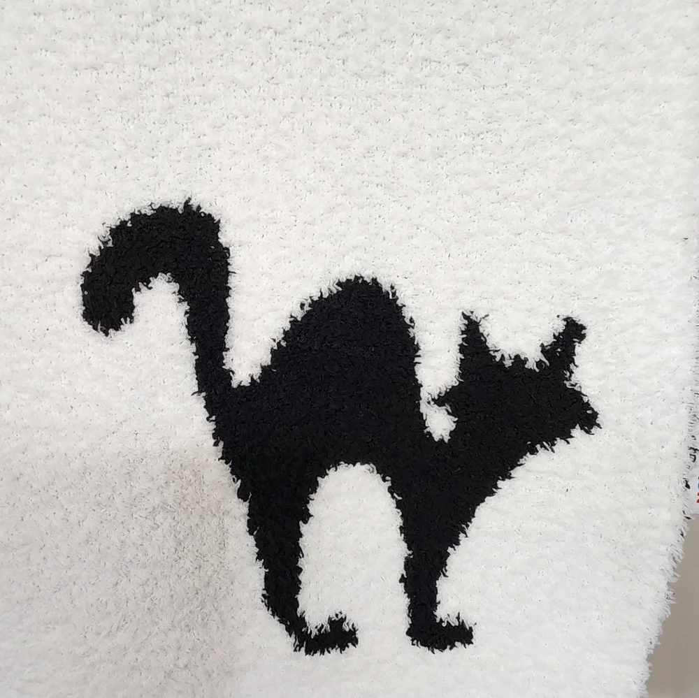 Novogratz Black Cat Sherpa Throw Blanket Reversible